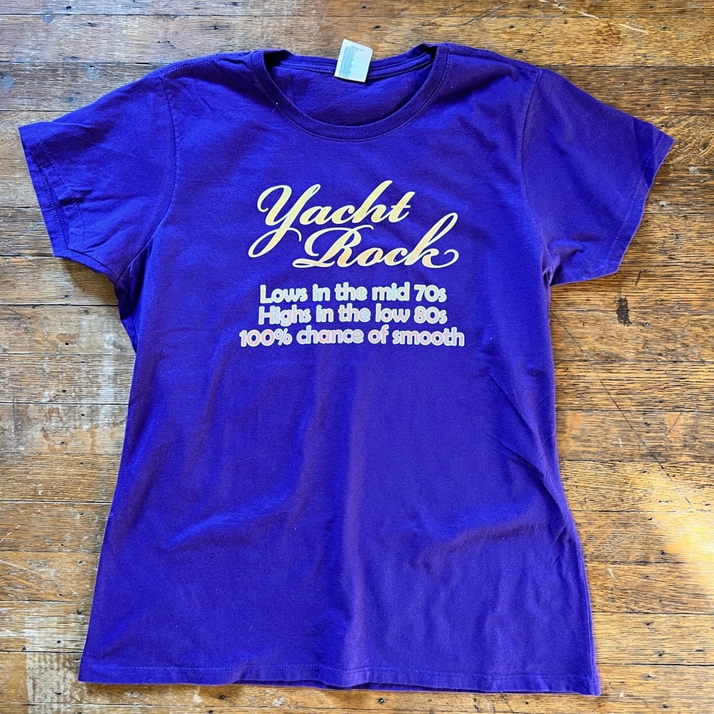 Funny Vintage Yacht Rock Purple Tee Ladies Large